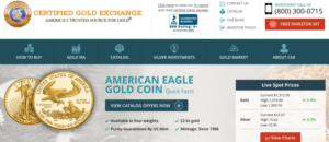 Certified Gold Exchange Home page