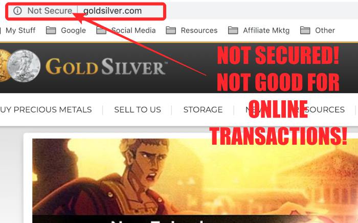 GoldSilver.com Website is not secured